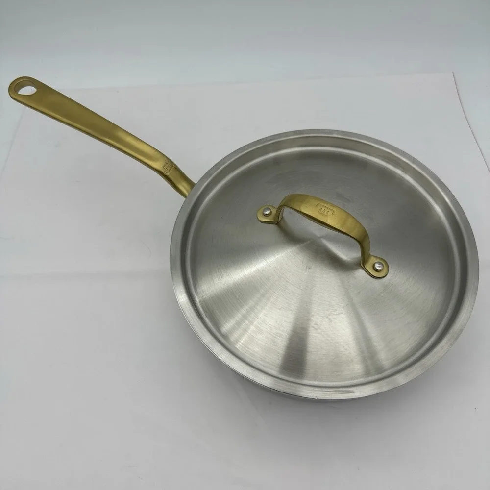 Made In Cookware Stainless Steel 3 qt Saucier w/ Lid Gold Handles - New